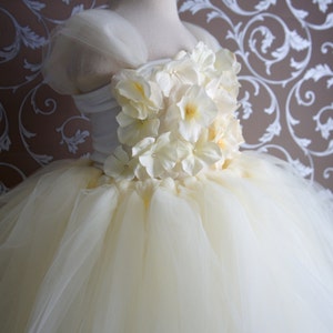 Flower girl dress Ivory tutu dress, flower top, baby tutu dress, toddler tutu dress image 2