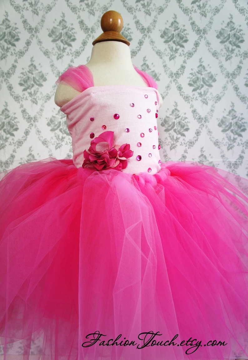 Photo Prop Flower Top in Bright Pink Flower Girl Tutu Dress Flower girl dress