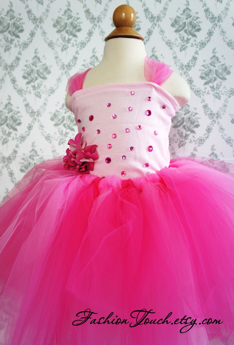 Photo Prop Flower Top in Bright Pink Flower Girl Tutu Dress Flower girl dress