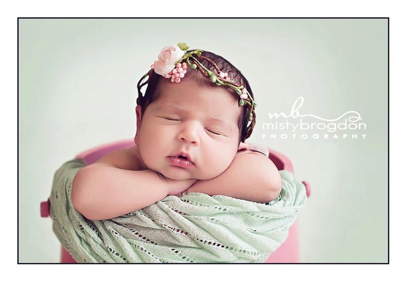 Newborn Crown, Flower Crown Headband Halo, Baby Girl Tiara, Baby Floral Headwreath, Newborn Photo prop, Head Wreath image 1