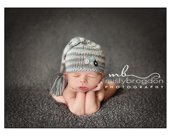 Baby Hat, Newborn Photo Prop Cute as a Button Stocking Baby Hat, Knit Baby Hat