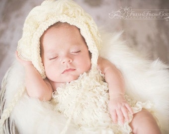 Baby Bonnet, Newborn Baby Hat, Knit Baby Hat, Newborn Photo Prop, Baby Girl Hat