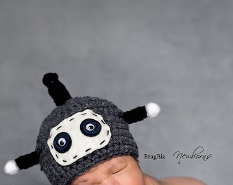 Baby Hat, Robot Hat, Baby Photo Prop, Newborn Baby Hat, Newborn Photo Prop, Photography Prop
