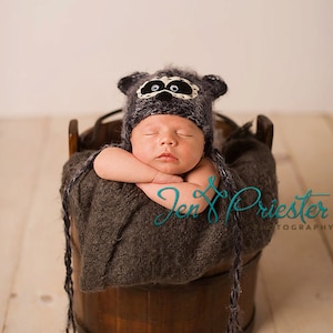 Baby Hat, Raccoon hat, Baby Photo Prop, Knit Newborn Hat, Baby Hat, Animal Hat, Photo Prop, Newborn Photography Prop