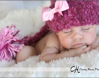 Baby Hat, Newborn Hat, Baby Girl Hat, Newborn Stocking hat, Baby Photo Prop, Newborn Photo Prop, Pink Hat