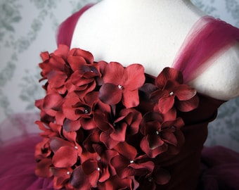 Blumenmädchenkleid, Blumenmädchen Tutu Kleid, Kleinkind Kleid, Foto-Prop, in den Farben rot, Hortensie Top