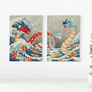 Set of 2 Pokemon Poster Printable PDF, Pokemon Wall Art Print, Pokemon Home Decor, Party Decor, Pokemon Travel Poster, Pokemon Birthday image 2