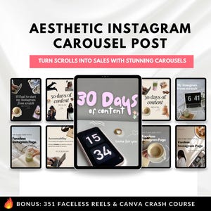 Aesthetic Instagram Carousel Post, Social Media Templates, Resell Rights, MRR PLR Digital Products Done For You, Faceless Marketing