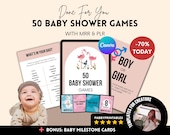 50 Baby Shower Games With Master Resell Rights, PLR MRR Baby Shower Games, Editable Baby Games, Printable Baby Shower Game Templates