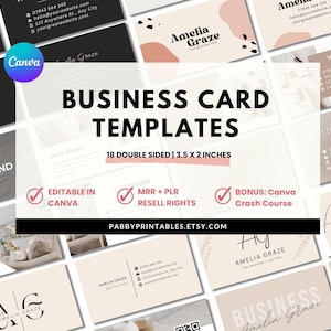 Visitenkarten Vorlage mit MRR und PLR, Canva bearbeitbar, DIY Visitenkarte, minimalistische beige Karte, doppelseitige Karte für kleine Unternehmen