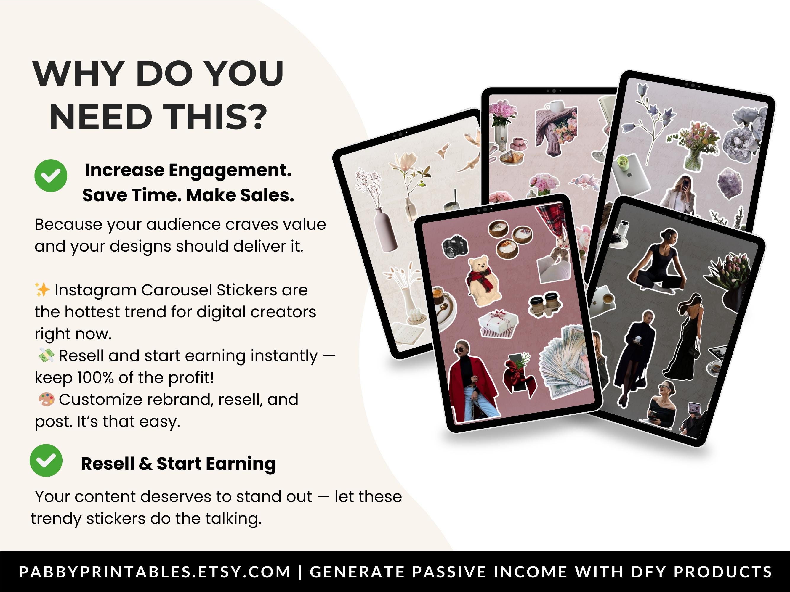 350+ Trendy Instagram Carousel Stickers, Social Media Template, DFY ...