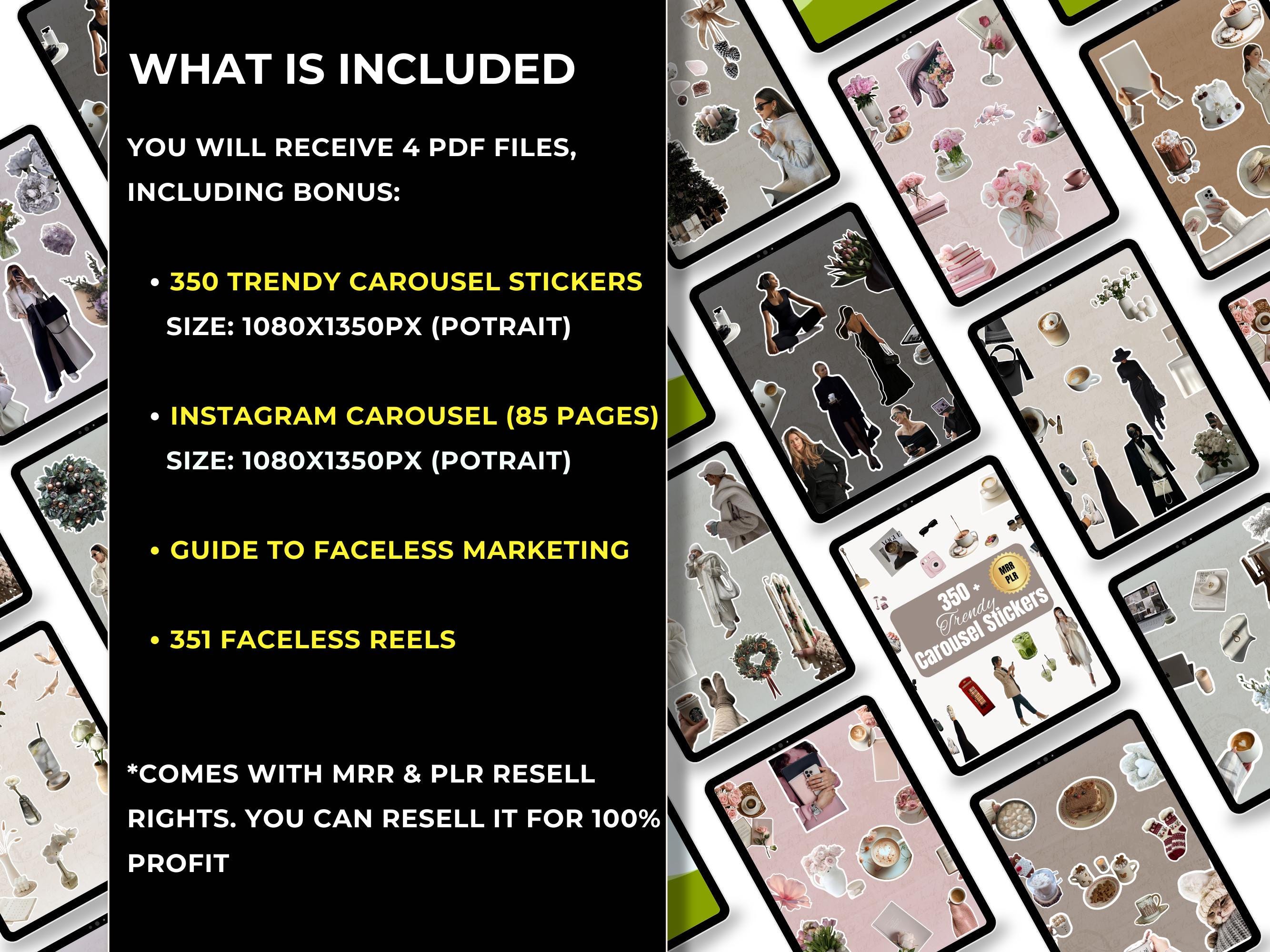 350+ Trendy Instagram Carousel Stickers, Social Media Template, DFY ...