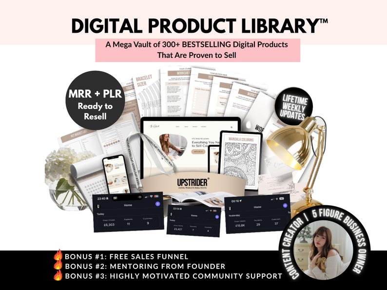 PLR Digital Products Bundle | Canva Templates with MRR for Etsy Passive Income image 1