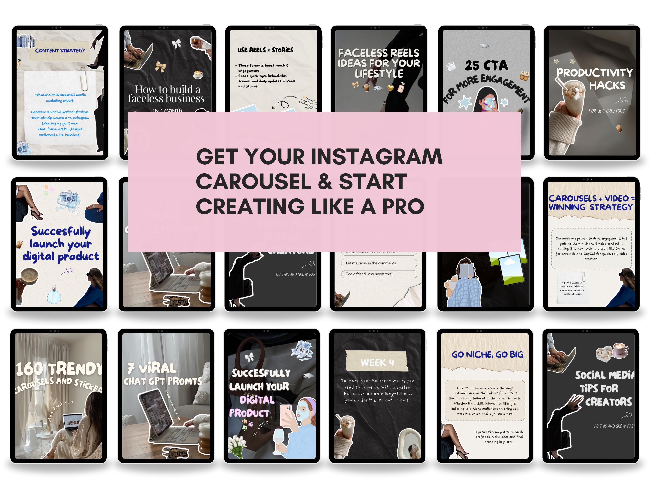 350+ Trendy Instagram Carousel Stickers, Social Media Template, DFY ...