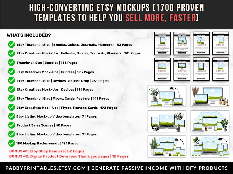 1700 Etsy Listing Mockup Templates Bundle for Digital Products, Editable Canva Mockups for Etsy Listing, Etsy Product Image Mockup Templates image 3