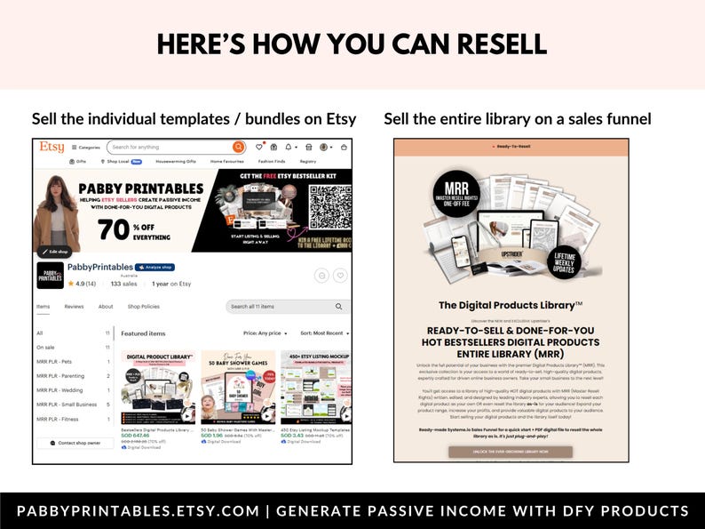 PLR Digital Products Bundle | Canva Templates with MRR for Etsy Passive Income image 4