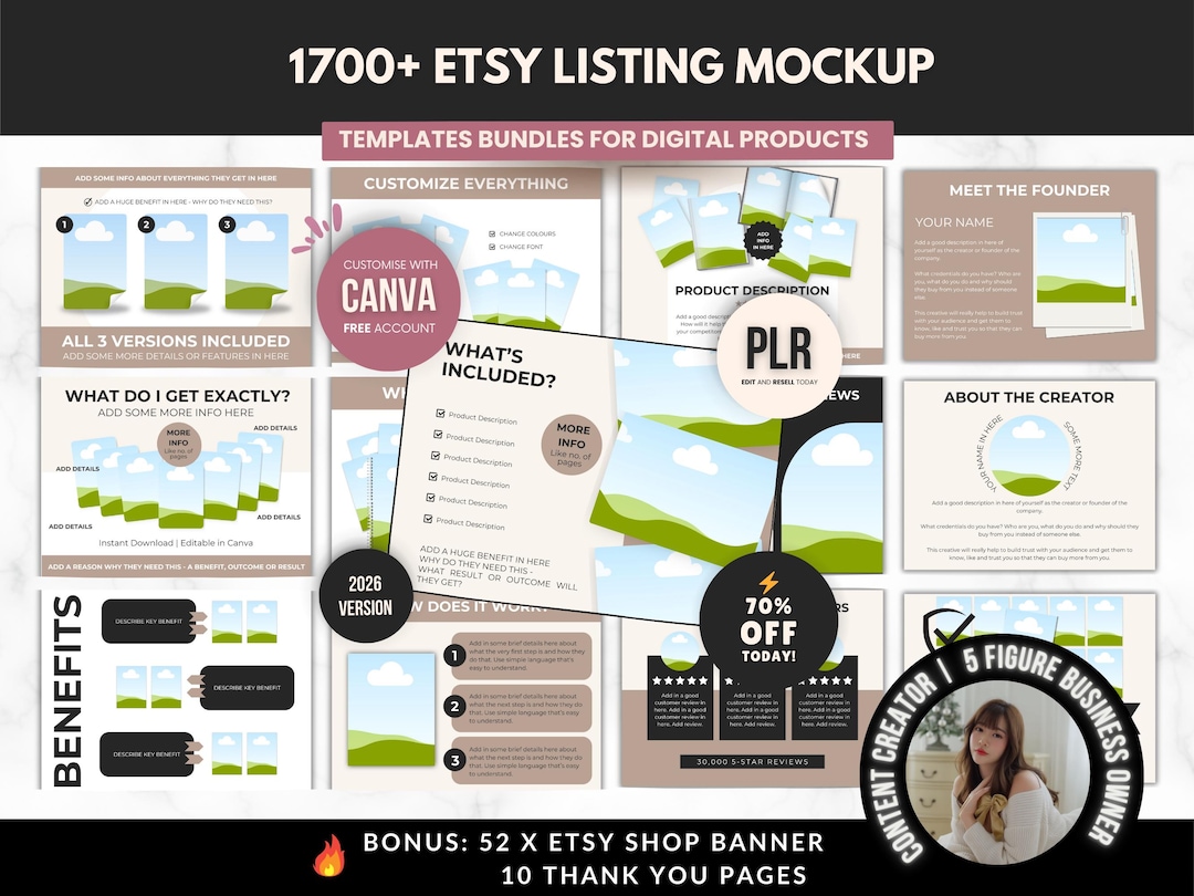 1700 Etsy Listing Mockup Templates Bundle for Digital Products ...