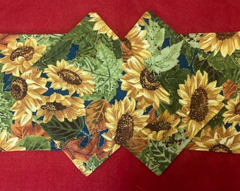 Juego de 4 servilletas de tela con estampado de girasoles