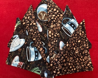 Juego de 6 servilletas de tela color café