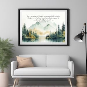 Arte con versículos bíblicos de montaña en acuarela: Decoración cristiana para el hogar (descarga digital)