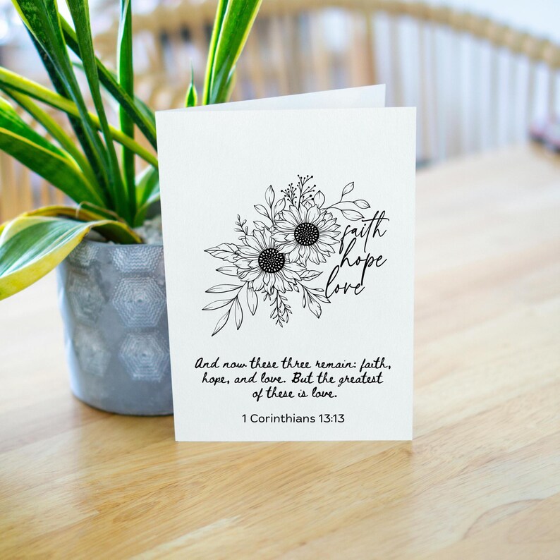 Christian Faith Hope Love Printable Greeting Card 5x7 Bible Verse ...