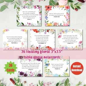 36 Floral Anxiety Relief Bible Verse Card Faith Encouragement Bible Affirmation Notecard Christian Journaling Scripture flower home decor