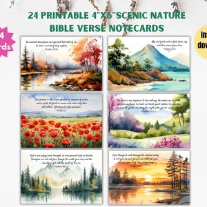 24 Nature Scripture Notecard Fall Landscape Psalm Bible Verse Affirmation Card 4x6 Watercolor Bible Verse Wall Art Christian Home Decor