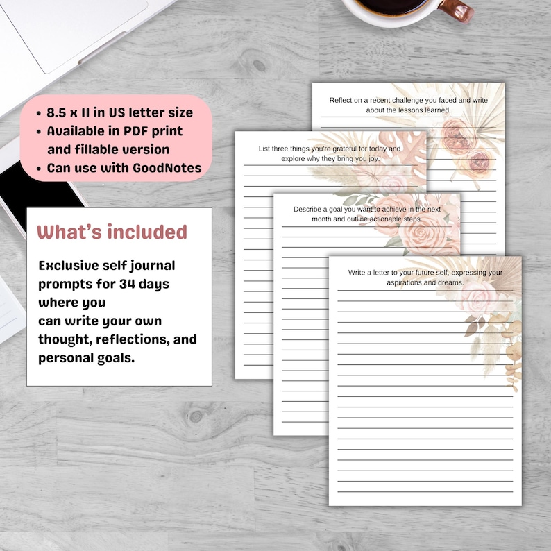 Lessons Journal Self Guided 34 Days Printable Journal Prompt Mindfulness and Self-care ...
