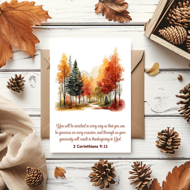 Fall Autumn Scripture Postcard Blessing 4x6 Bible Verse Wall Art Decor ...
