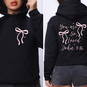 Christian Women Hoodie Religious Bow Sweatshirt Christian Birthday Gift For Girls Cute Pink Coquette Trendy Spring Hoodie God Is Good Shirt