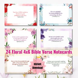 Cartão de anotações com versículos bíblicos florais da primavera da fé, 4x6, diário cristão, mãe, cartão de afirmação bíblica para encorajamento