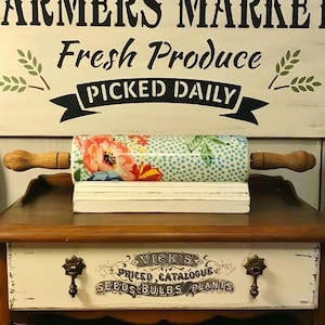 Farmhouse Cottage Style Rolling Pin Holder Bracket for Pioneer Woman, Rae Dunn or Vintage Wooden Pins Architectural Detail Color Choice