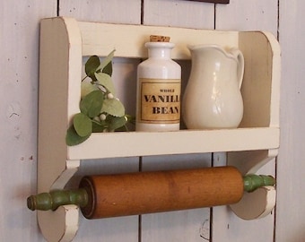 Unfinished You Paint Farmhouse Basic Rolling Pin Display Kitchen Storage Shelf for your Kitchen Dining Room Original Design by Sawdusty