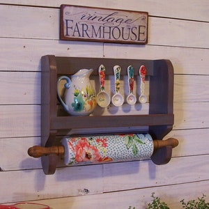 Farmhouse Style Pioneer Woman Display Shelf for your Rolling Pin Creamer and Measuring Spoons / Color Choice Original Design by Sawdusty