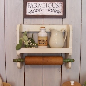 Unfinished You Paint Farmhouse Basic Rolling Pin Display Kitchen Storage Shelf for your Kitchen Dining Room Original Design by Sawdusty