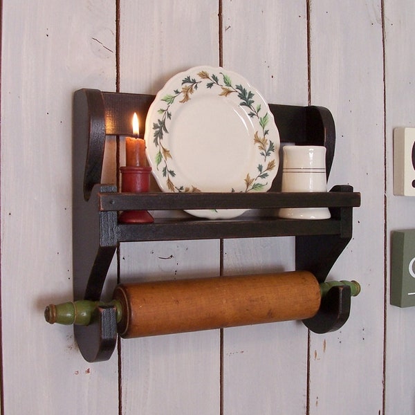 Farmhouse Primitive Rolling Pin Spice Rack / Choose Size and Color / Original Design by Sawdusty