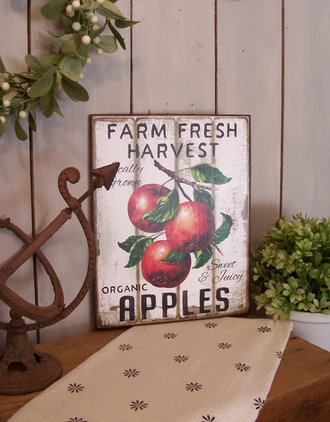 Farm Fresh Harvest Apples Wooden Sign for your Rustic Shabby | Etsy