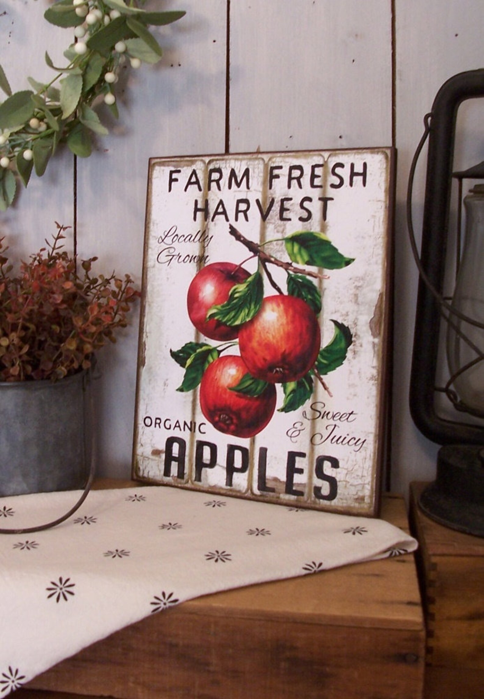 Farm Fresh Harvest Apples Wooden Sign for your Rustic Shabby | Etsy
