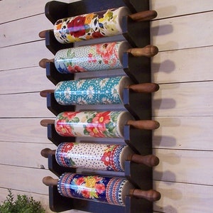 6 Pin Rolling Pin Rack for Your Collection Holds Pioneer Woman Pins Handmade Rolling Pin Shelf Color Choice image 5