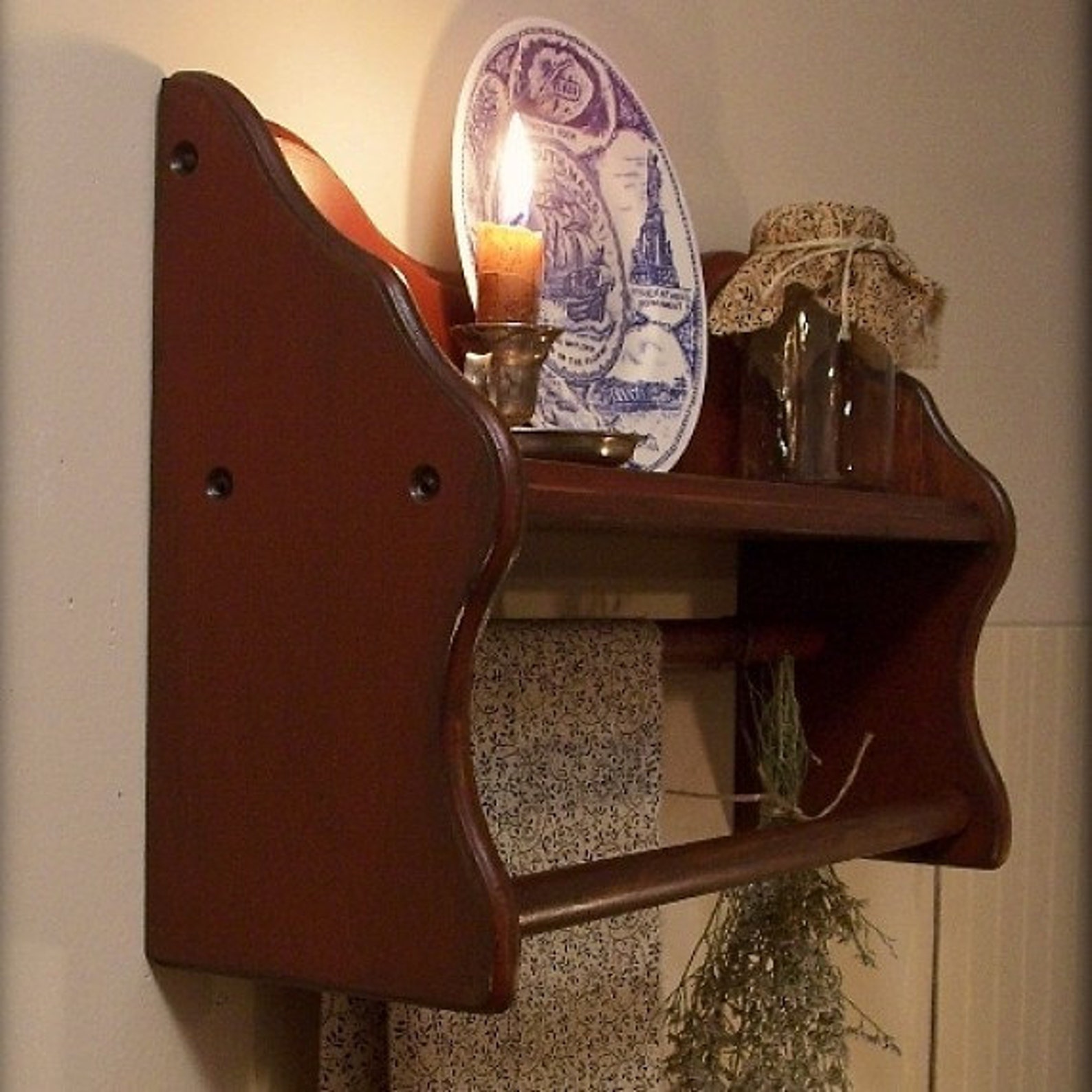 Vintage Wooden Towel Shelf or Quilt Rack / Farmhouse Cottage Etsy