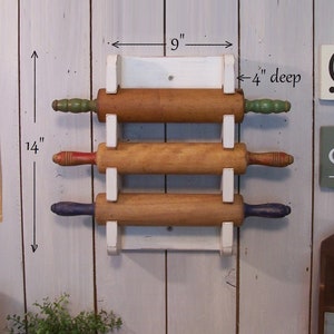 3 Pin Rolling Pin Rack for Your Wooden Rolling Pin Collection Farmhouse Style Shelf Kitchen Storage Color Choice by Sawdusty image 7