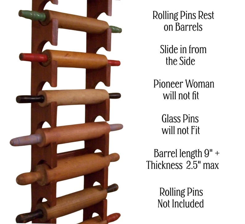 Unfinished You Paint Support pour rouleaux à pâtisserie en bois Étagère pour rouleaux à pâtisserie de style ferme, BOIS NU image 3