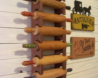 Support pour plusieurs rouleaux à pâtisserie en bois brut au choix, taille pour votre collection de rouleaux en bois, étagère murale de style campagnard