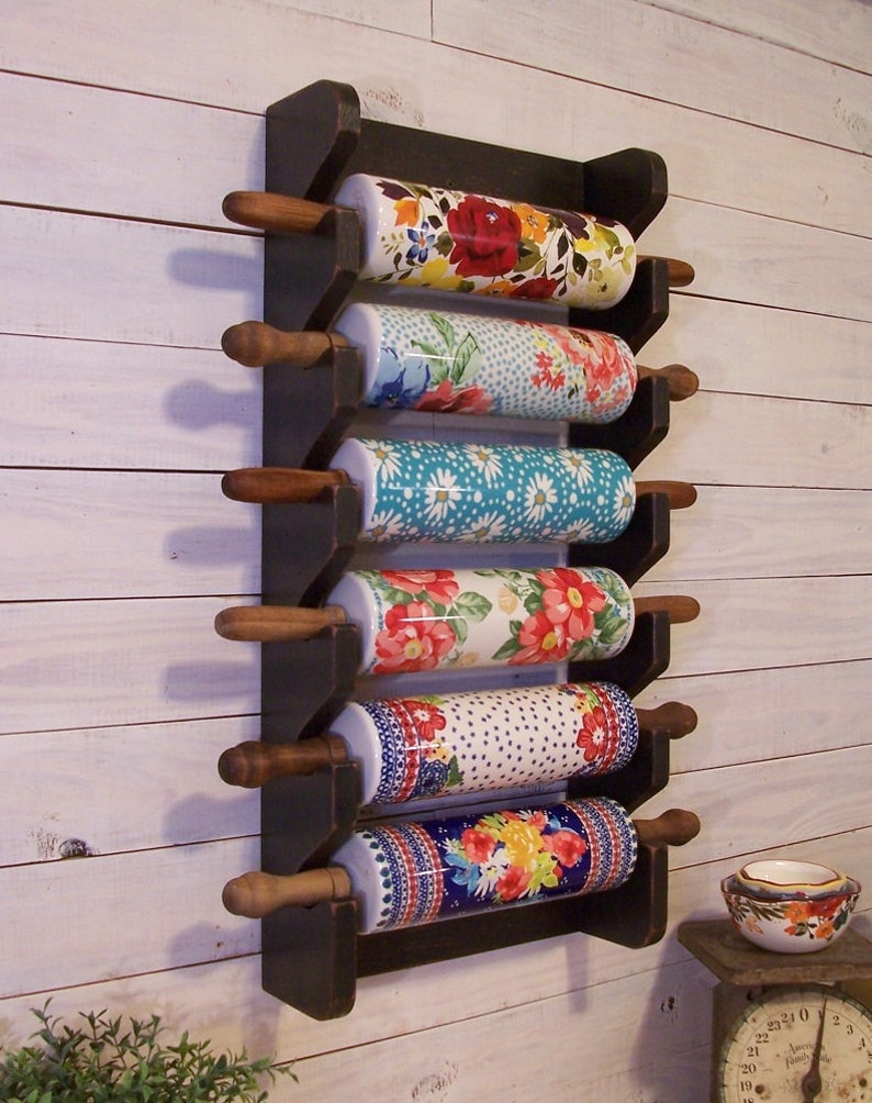 Pioneer Woman 6 Pin Rack for Rolling Pin Collection Handmade Etsy