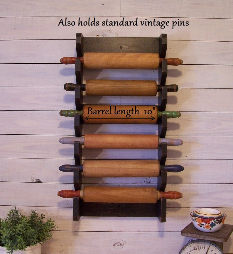 6 Pin Rolling Pin Rack for Your Collection Holds Pioneer Woman Pins Handmade Rolling Pin Shelf Color Choice image 8