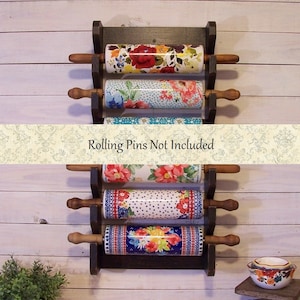 6 Pin Rolling Pin Rack for Your Collection Holds Pioneer Woman Pins Handmade Rolling Pin Shelf Color Choice image 3