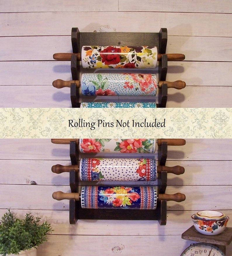 6 Pin Rolling Pin Rack for Your Collection Holds Pioneer Woman Pins Handmade Rolling Pin Shelf Color Choice image 3