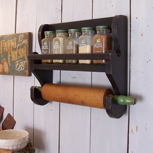 Farmhouse Primitive Rolling Pin Spice Rack Choose Size and Color Original Design by Sawdusty image 8