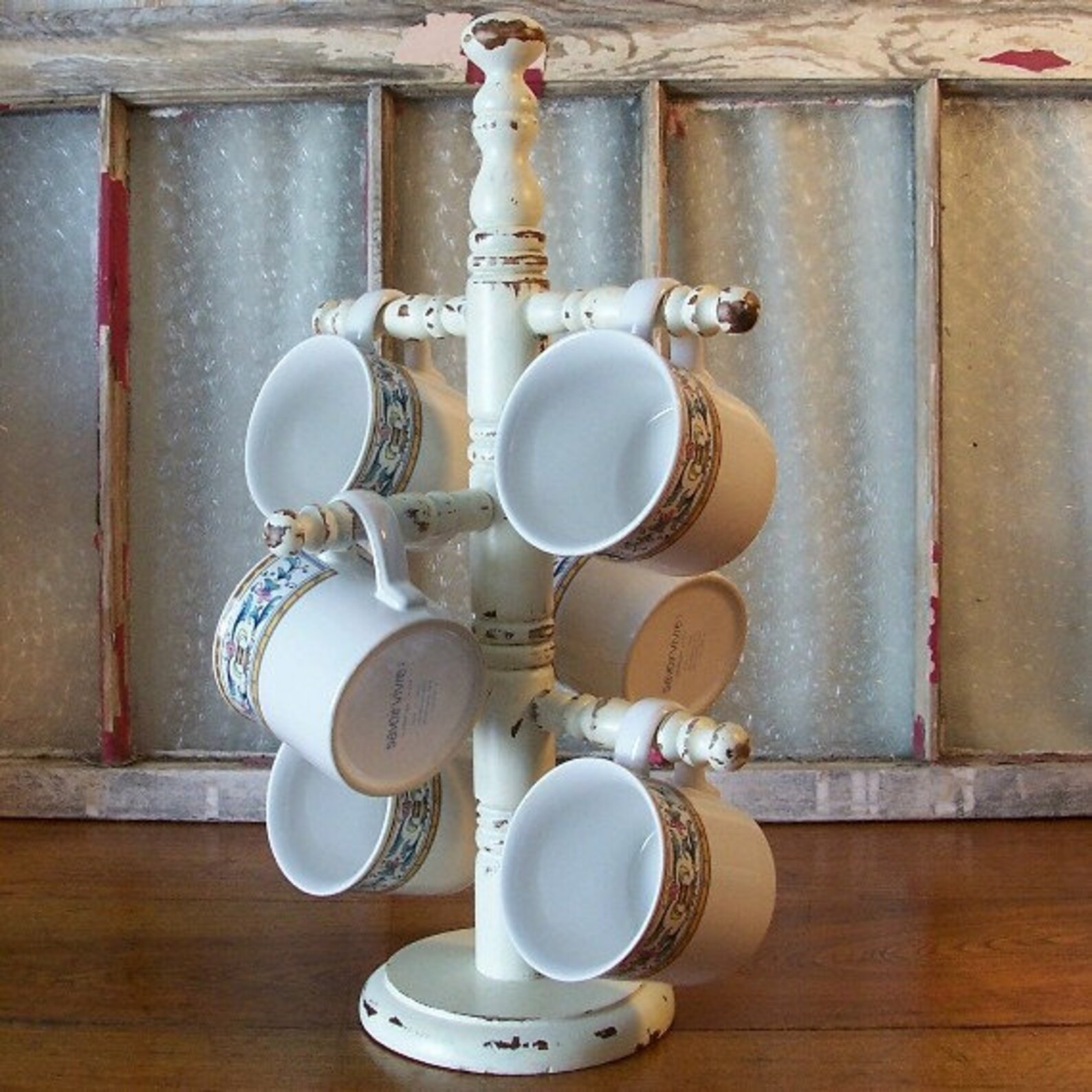 Vintage Shabby Chic Coffee Cup Rack / French Country Mug Tree Etsy