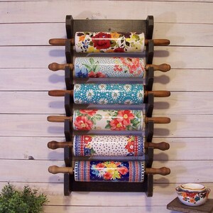 6 Pin Rolling Pin Rack for Your Collection Holds Pioneer Woman Pins Handmade Rolling Pin Shelf Color Choice image 4